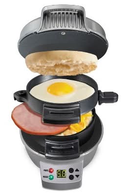 Hamilton Beach Breakfast Sandwich Maker With Timer 600w, Dark Gray