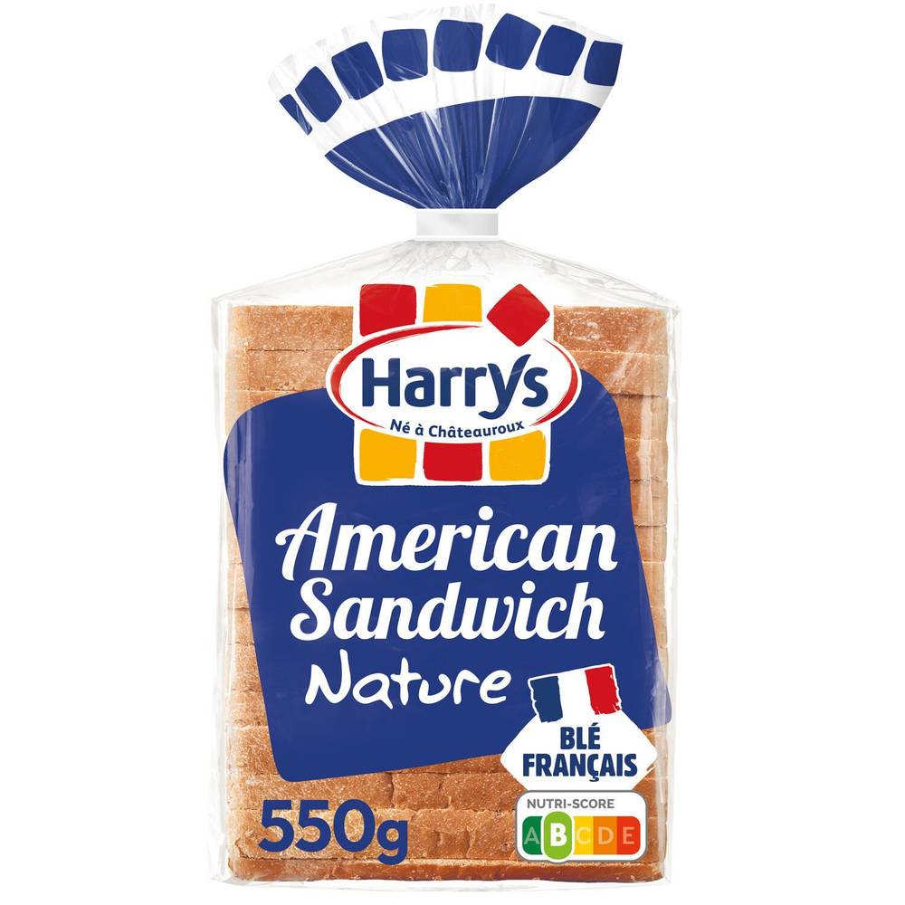Pain de mie american sandwich nature sans additifs HARRYS - le sachet de 14 tranches - 550g
