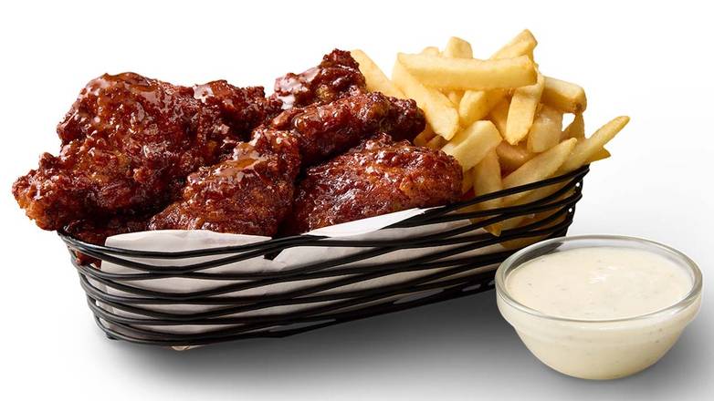 Nashville Hot Wings w/Fries Basket