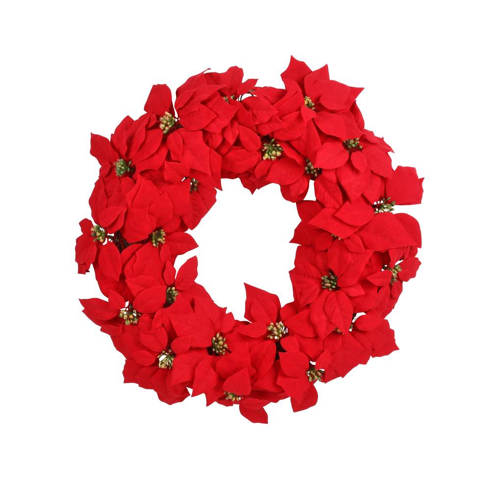 Holiday Living 28-in Indoor Red Poinsettia Artificial Christmas Wreath | 19LOW87