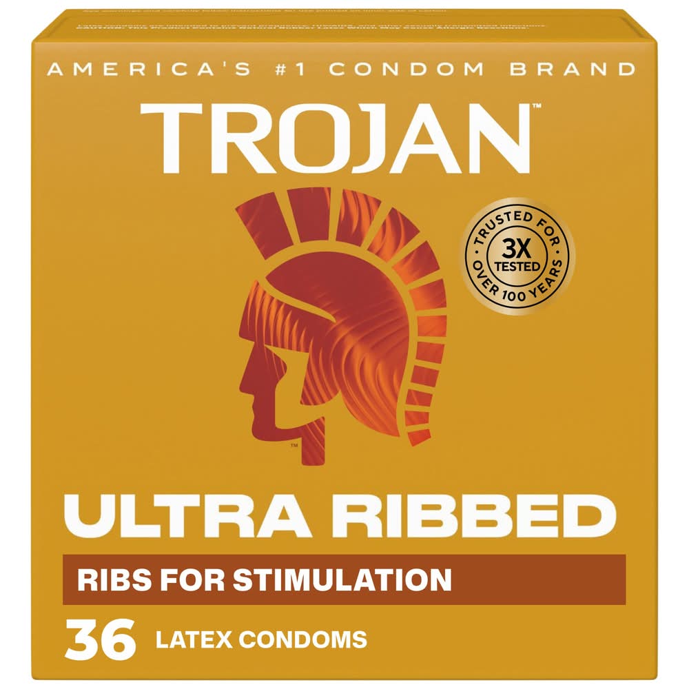 Trojan Ultra Ribbed Lubricated Latex Condoms (36 ct)
