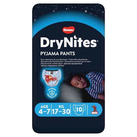 Huggies Drynites Pyjama Pants Boy 4-7 Years (10 pack)