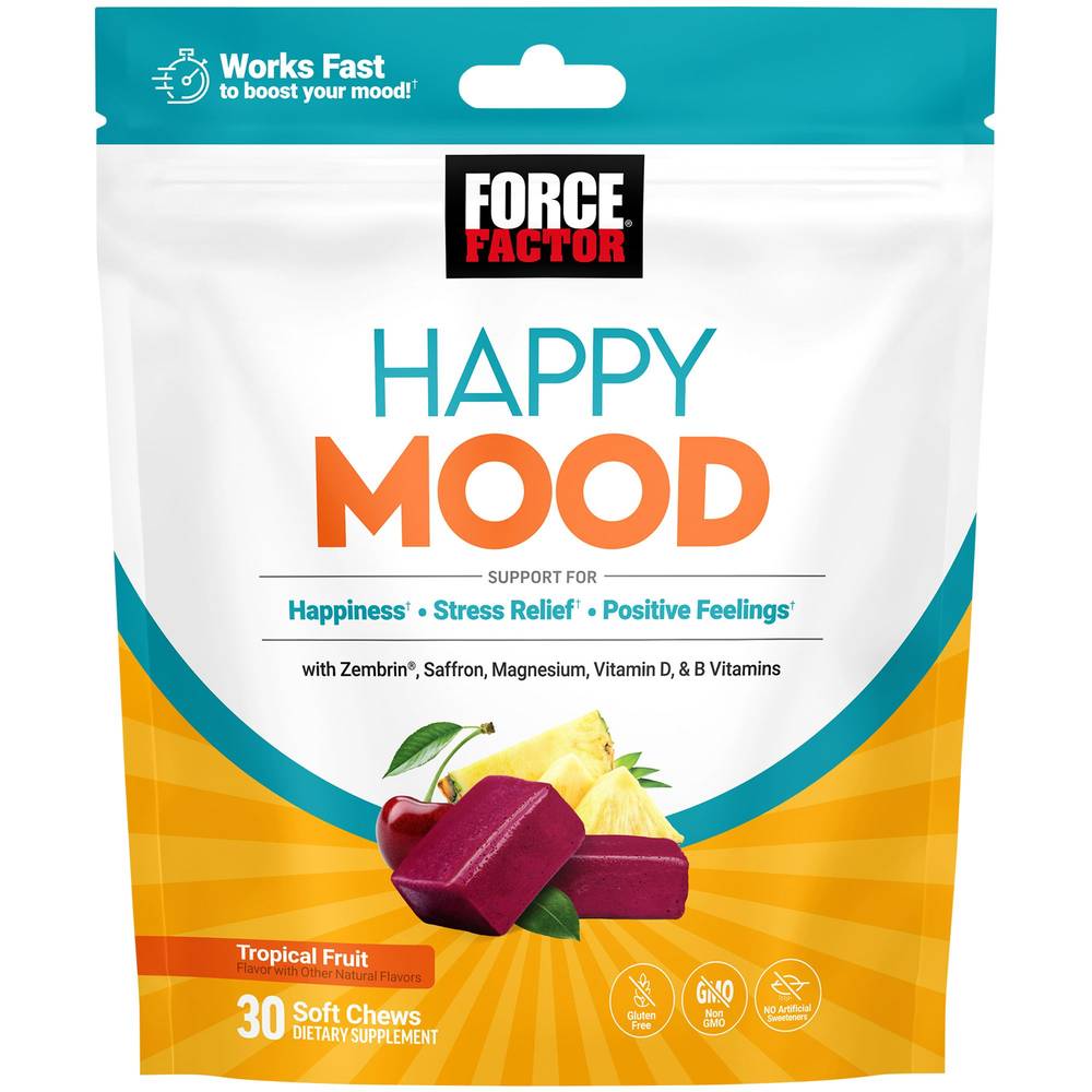 Force Factor Happy Mood Tropical Fruit Soft Chews - Tropical Fruit(30 Soft Chews)
