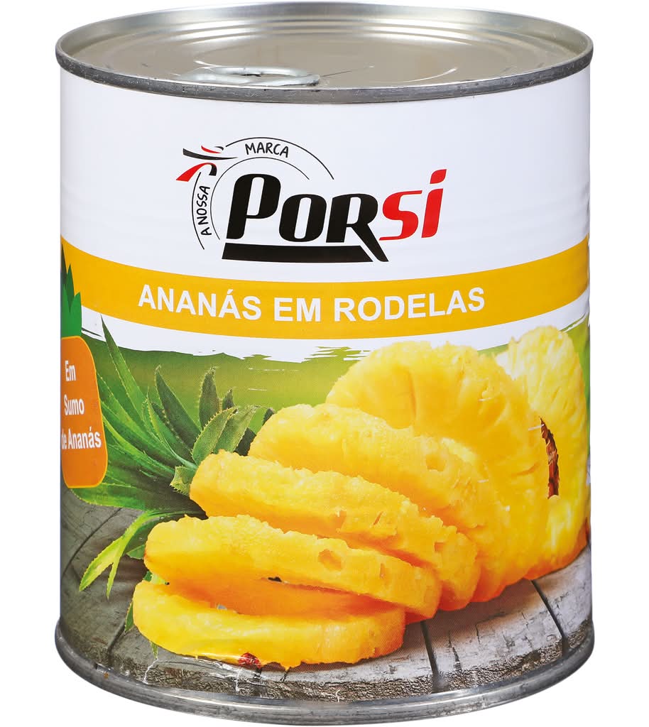 PorSi - Ananás em rodelas lata, embalagem de 820g