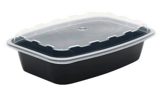 CuBEware 16 Oz Black Rectangular Microwavable Plastic Container with Lid, 7.25"x4.90"x1.50", 150 Ct (1X150|Case of 1)