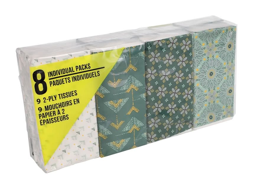 2-Ply Pocket Tissue packs, Assorted (8 ct)