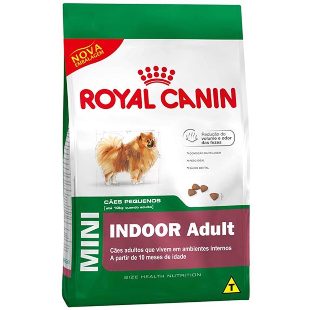 Royal canin ração mini indoor adult para cães adultos raças pequenas (2,5kg)