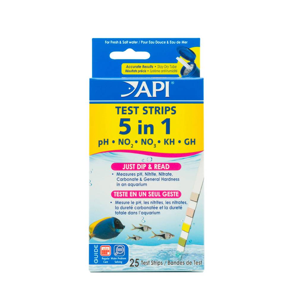 Api 5-in-1 Test Strips Freshwater and Saltwater Aquarium Test Strips 25-count Box