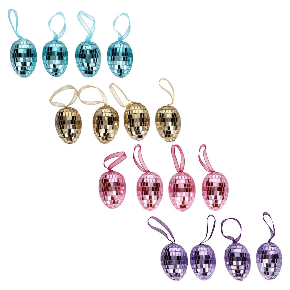 Mirrored Disco Easter Egg Ornaments, 4 ct.
