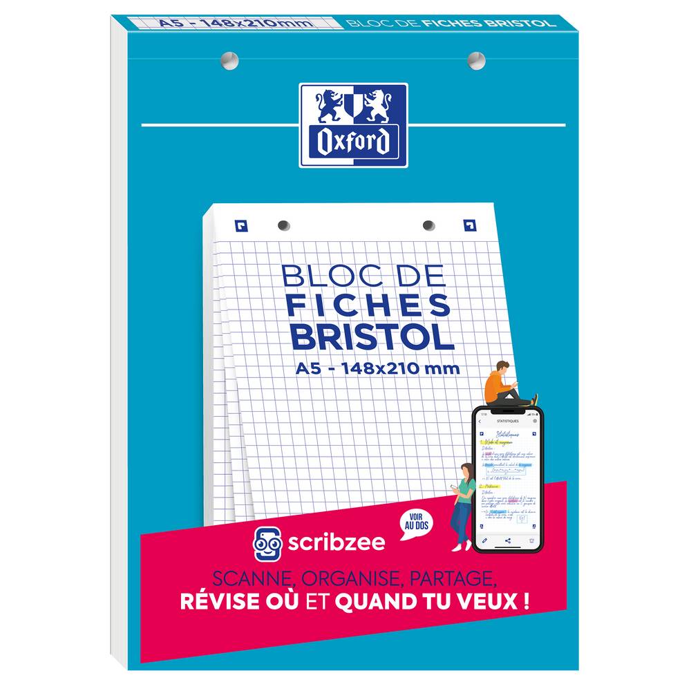 Oxford - Bloc de fiches bristol a5 148x210 mm