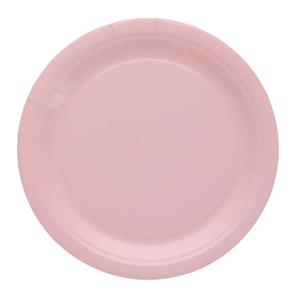 Round Paper Plates, 9 in, Pink (24 ct)