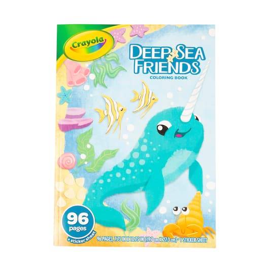 Crayola Deep Sea Friends Coloring Pages and Stickers, Coloring Book, Gift For Kids (96 pages)