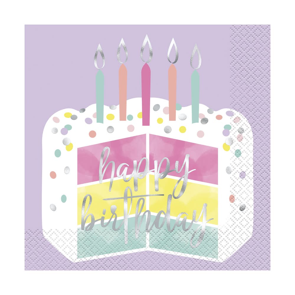 Happy Birthday' Pastel Paper Napkins 16-Count