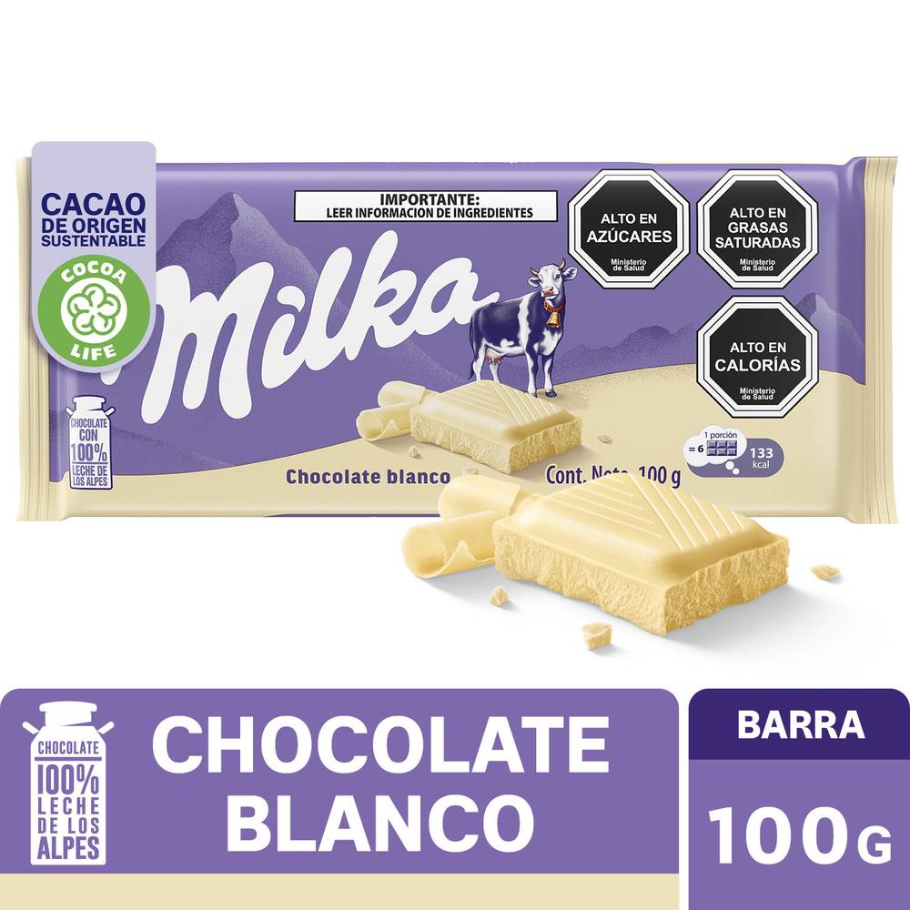 Milka chocolate blanco (barra 100 g)