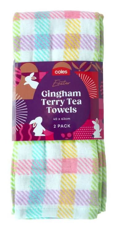 Gingham Tea Towel 2 Pack 1 Each