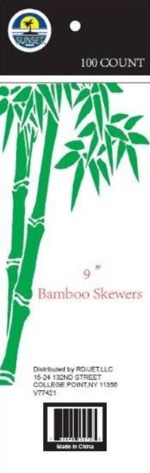 Sunset - 9" Bamboo Skewers - 100 Ct