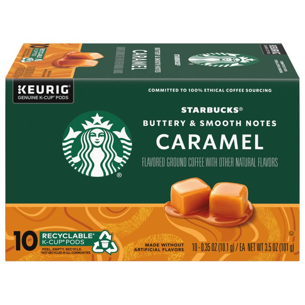 Starbucks Caramel Ground Coffee K-Cup Pods Naturally Flavored 10 Ct, 0.35 Oz