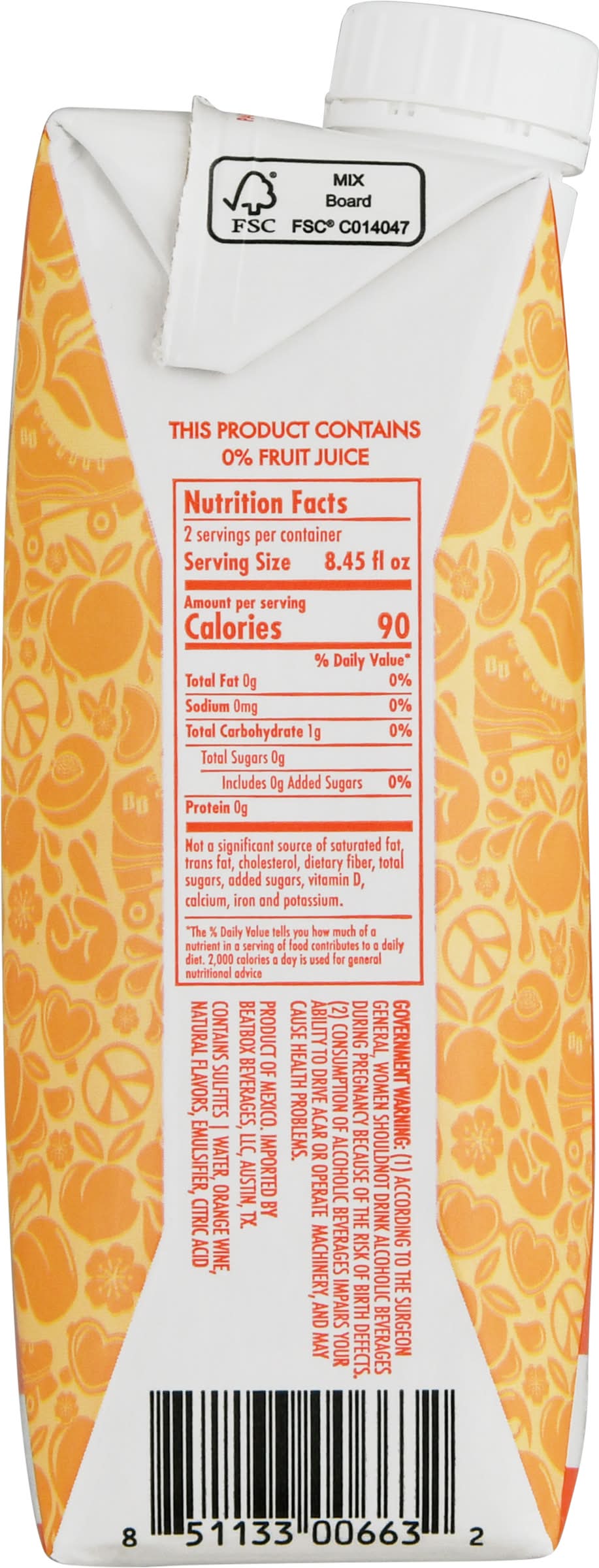 BeatBox Zero Sugar Peach Punch (500 ml) | Postmates