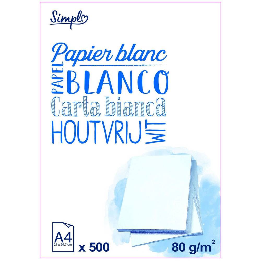 Ramette de papier A4 - 500 feuilles - 80g SIMPL - la ramette