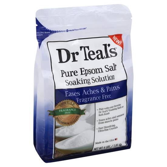 Dr Teal's Pure Epsom Salt Soaking Solution, Fragrance Free (4 lb)