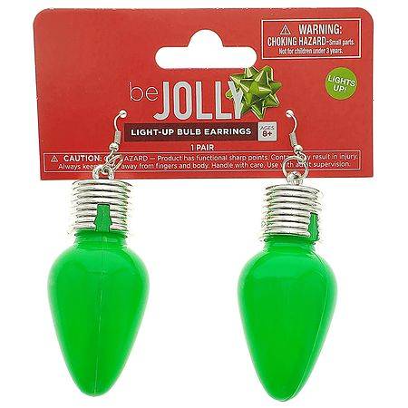 Festive Voice Be Jolly Flashing Bulb Earrings Assortment Large - 1.0 pr