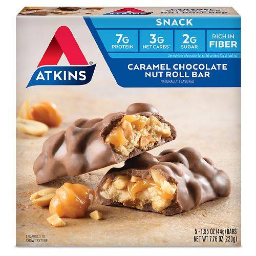 Atkins Advantage Snack Bars Caramel Chocolate Nut Roll - 1.55 oz x 5 pack