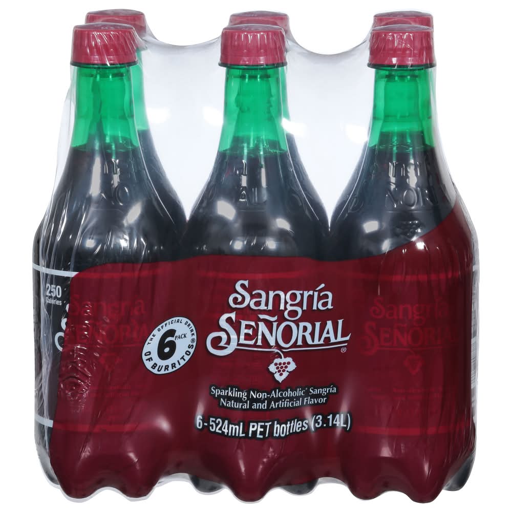 Sangría Señorial Sparkling Non-Alcholic Sangria, Natural and Artificial (6 x 88 ml)