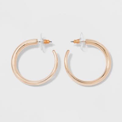 A New Day Post Small Hoop Earrings, 1.25 in, Gold