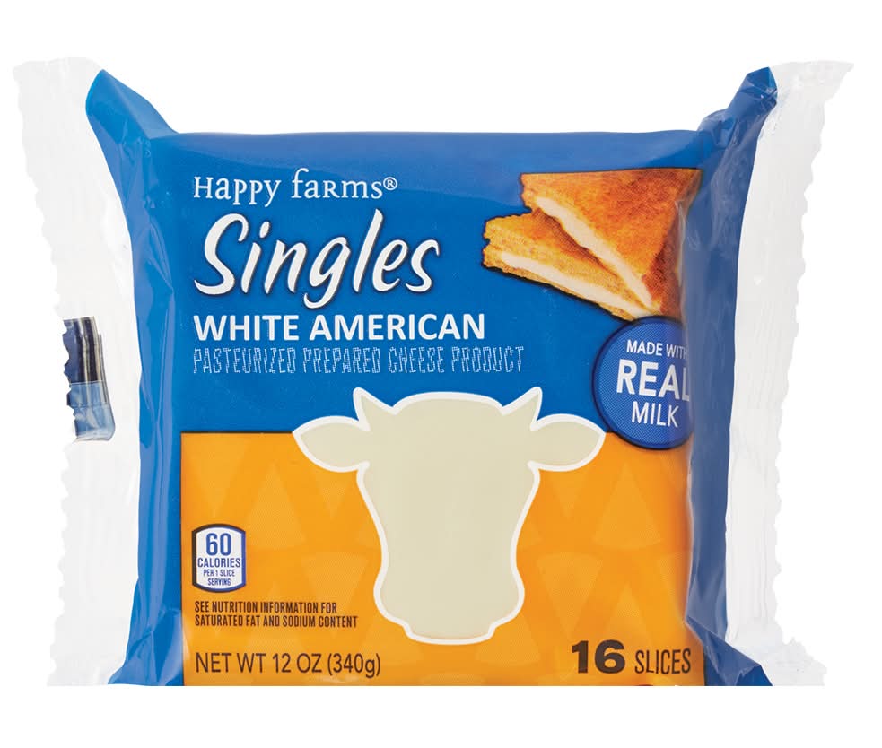 Happy Farms White American Cheese Singles (12 oz, 16 ct)