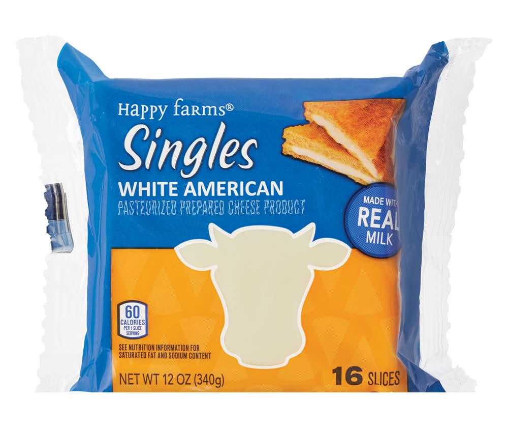 Happy Farms White American Cheese Singles (12 oz, 16 ct)