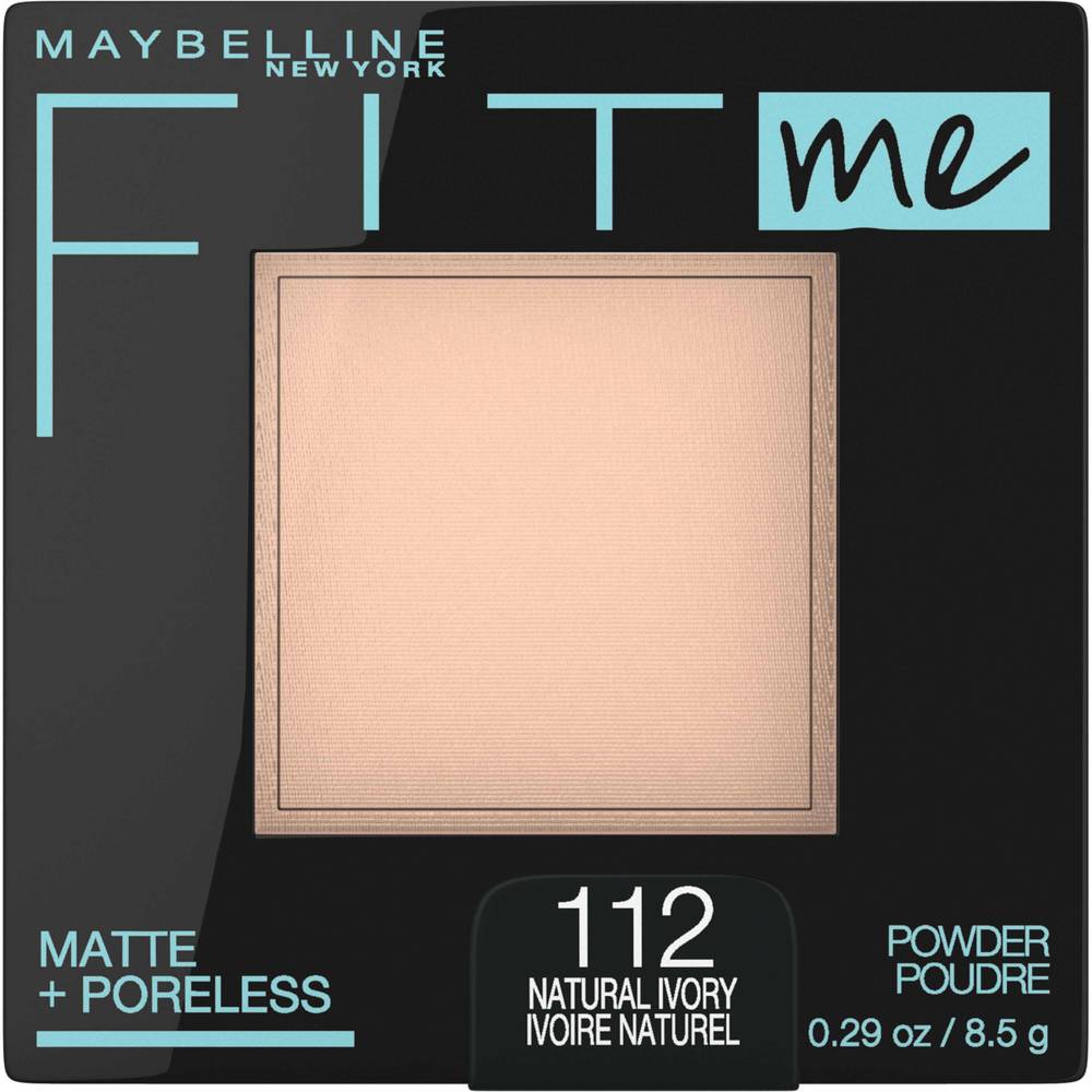 Maybelline Fit Me Matte + Poreless Pressed Face Powder For All Skin Types Makeup 112 Natural Ivory, Beige (0.29 oz)