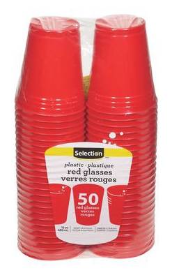 Selection Plastic Glasses Cups, Red (125 g, 50 ct)
