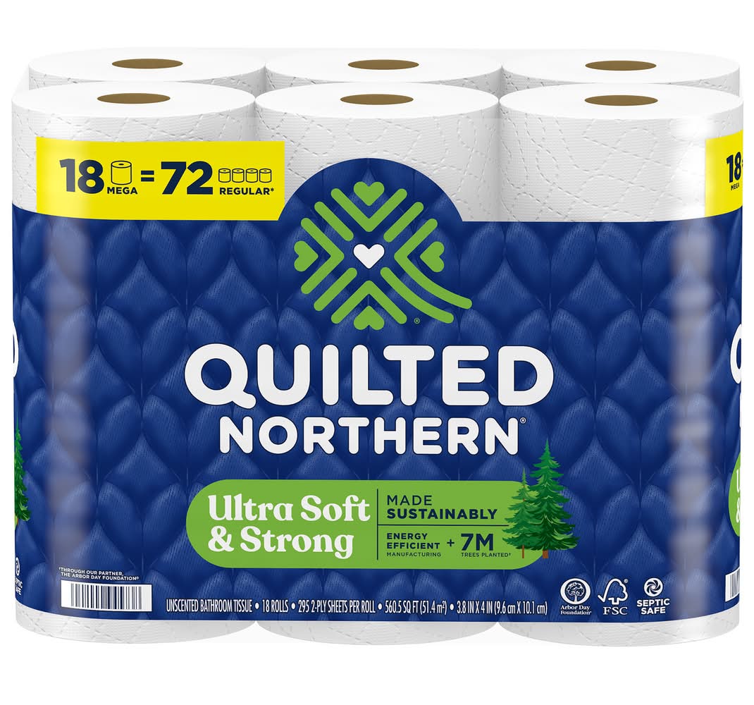 Quilted Northern Ultra Soft & Strong 2-ply Toilet Paper Rolls, 3.8x4 in (18 ct)