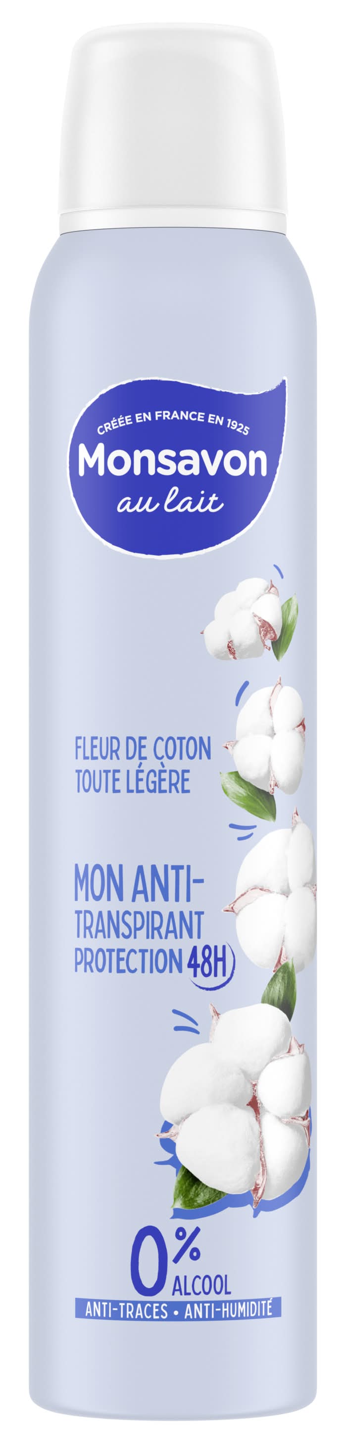 Monsavon - Déodorant spray lait et coton anti transpirant (200ml)