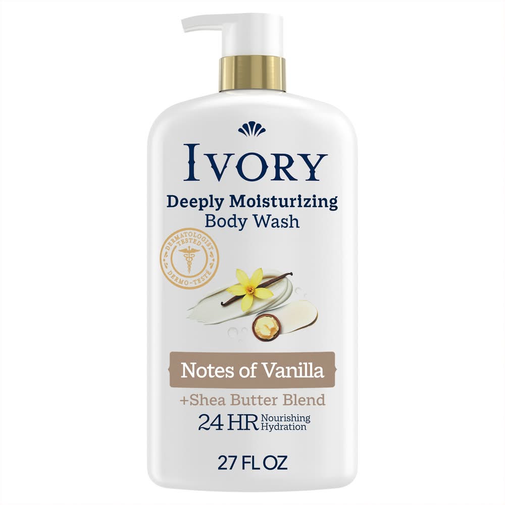 Ivory Deeply Moisturizing Body Wash, Vanilla (27 fl oz)