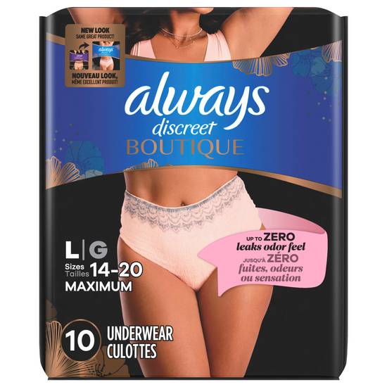 Always Discreet Boutique Underwear Maximum L (10 ct)
