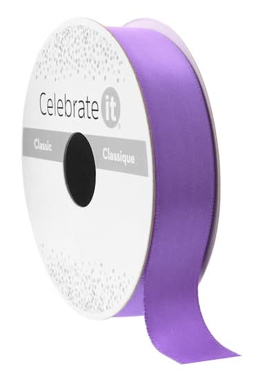 Celebrate It Classic Satin Ribbon, 5/8" X 7Yd., Purple