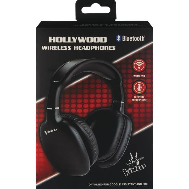 The Voice Hollywood Wireless Headphones With Bluetooth and Built-In Mic, Black