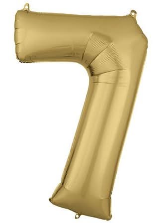 Helium Inflated Foil Balloon Number 7 White Gold 22 x 35 in - 1.0 set