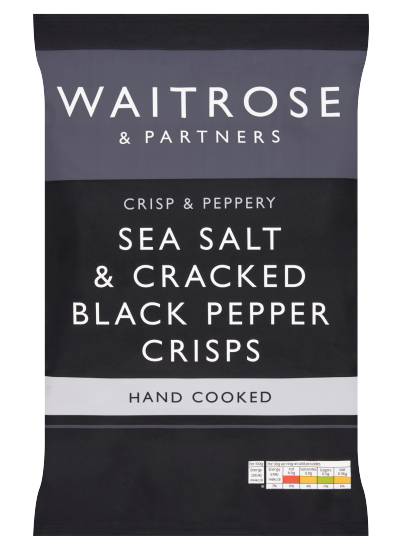 Waitrose & Partners Sea Salt & Cracked Black Pepper Crisps (150g)