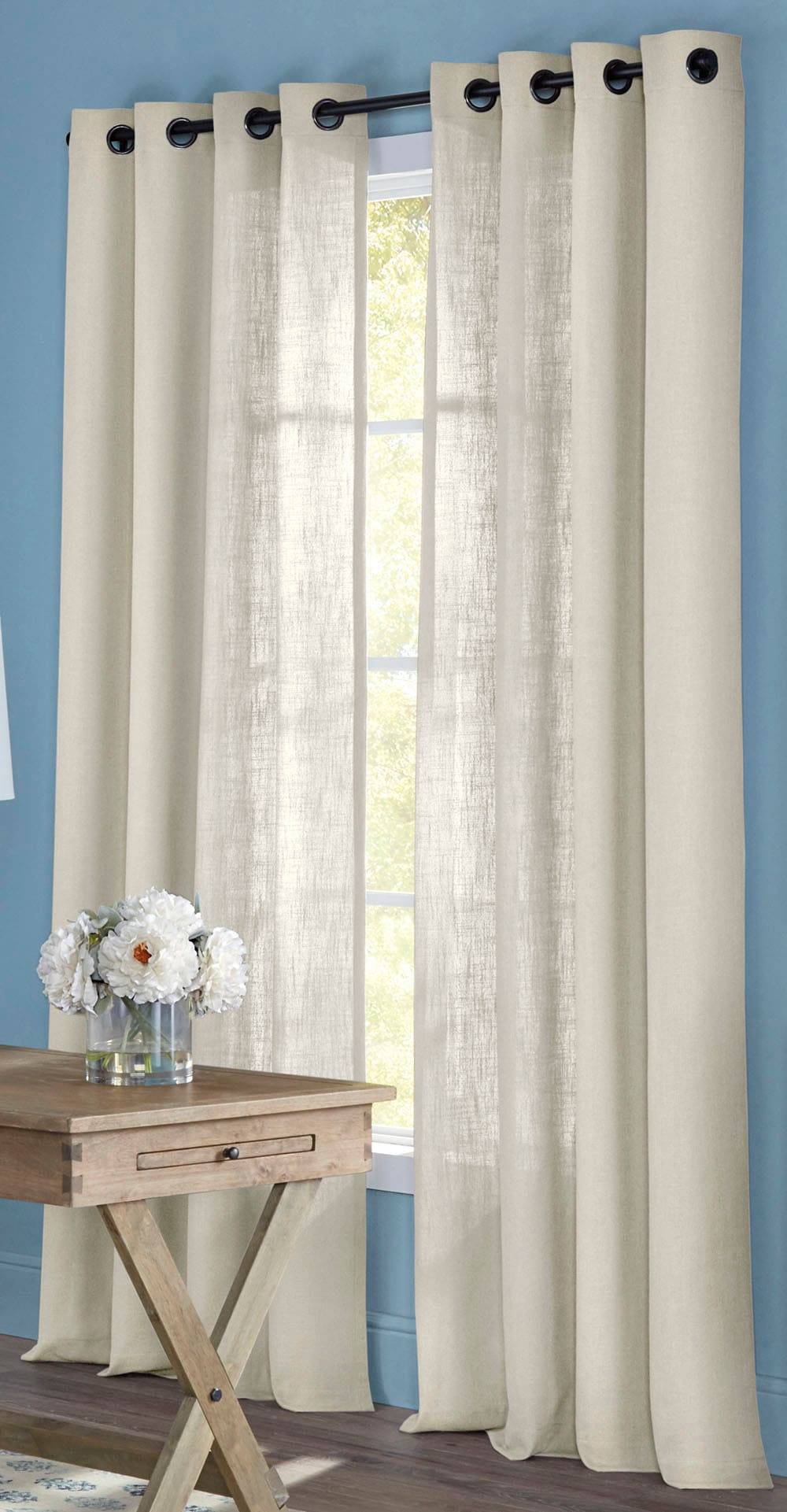 allen + roth 84-in Ivory Light Filtering Grommet Single Curtain Panel | X783  .22684ZBG