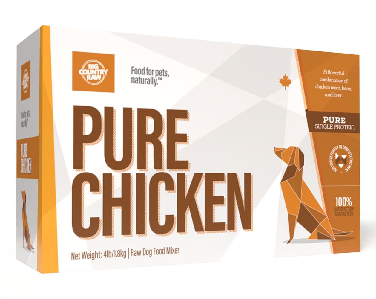 Big Country Raw Pure Chicken Carton Dog Food, 4 lb