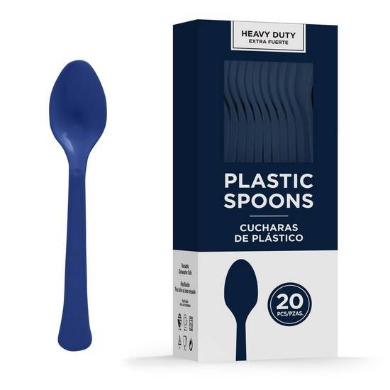 True Navy Blue Heavy-Duty Plastic Cutlery Set for 20 Guests, 80ct