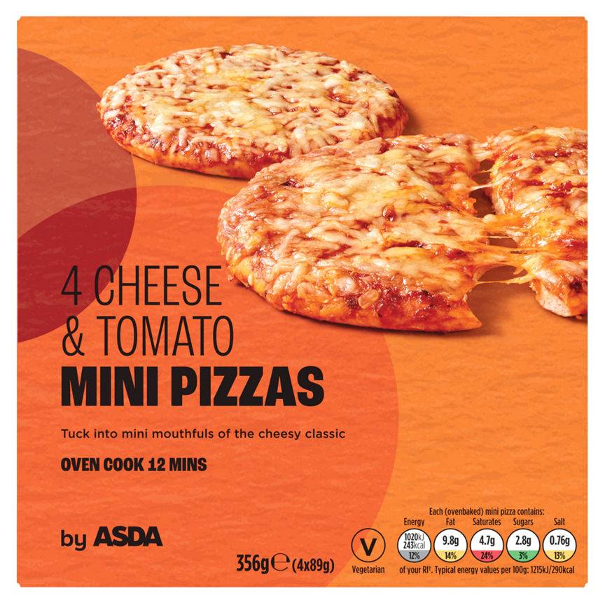 ASDA Mini Pizzas Cheese & Tomato (4 pack)