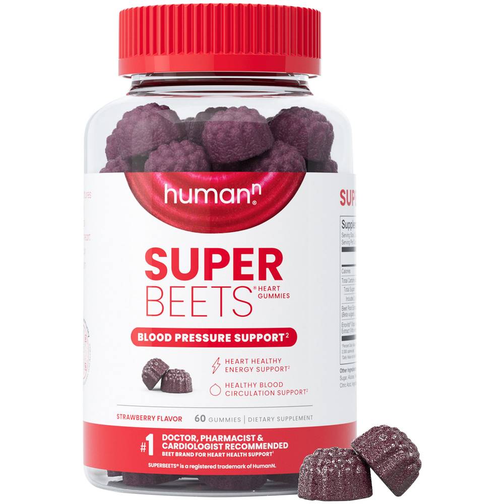 Superbeets Heart Gummies - Blood Pressure Support - Strawberry (60 Gummies)