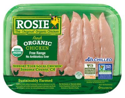 Rosie Organic Chicken Breast Tenders Air Chilled - 1 Lb