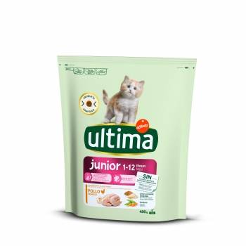 Pienso sabor pollo para gato junior Ultima Cat 400 g