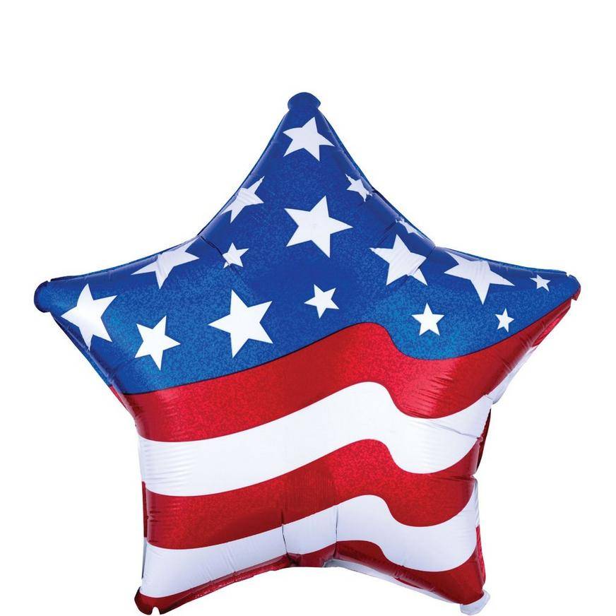 Party City Uninflated Patriotic Star Balloon, 19", Assorted