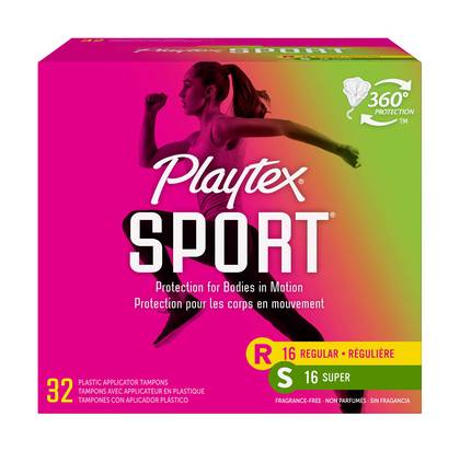 Playtex Sport Regular & Super Unscented Athletic Tampons (32 ct)
