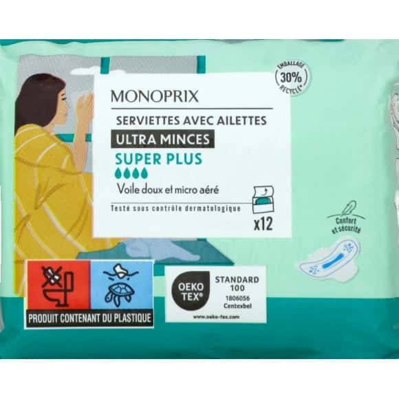 Monoprix Serviettes Ultra-Minces Super Plus Le Paquet De 12